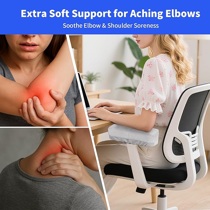 YOUFi Office Chair Arm Pads Extra Soft Velvet Arm Rest Covers for Elbows & Forearms Pressure Relief, Set of 2 Armrest Covers for Desk Chair, Gaming Chair (Gray)