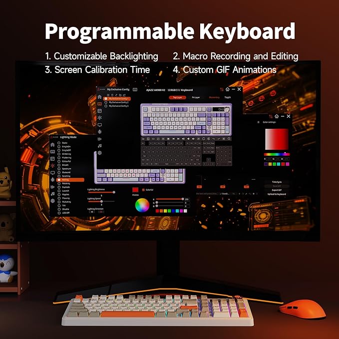 Ajazz AK980 V2 Wireless Mechanical Gaming Keyboard,Tri-Mode BT5.0/2.4GHz/USB-C 10000mAh Battery Hot Swappable RGB Backlit Computer Gaming Keyboards for PC/Tablet/PS/Xbox