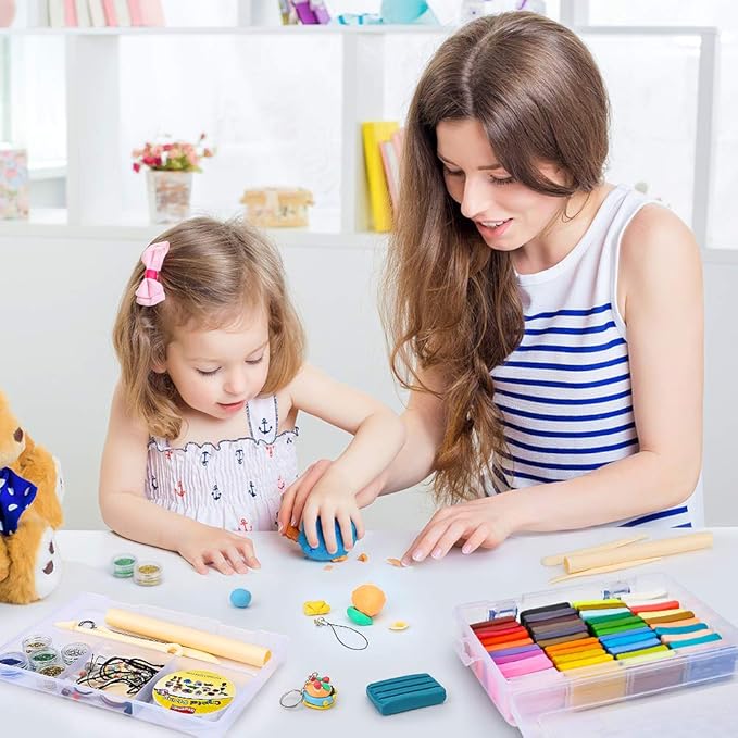 ifergoo Polymer Clay, Modeling Clay for Kids DIY Starter Kits, Oven Baked Model Clay, Non-Toxic, Non-Sticky, with Sculpting Tools, Ideal Gift for Children and Artists