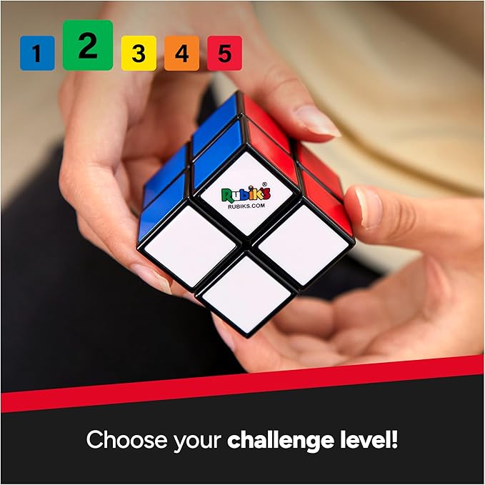 Rubik's Cube, The Official 2x2 Rubik's Cube Mini Classic Color-Matching Puzzle, Twisting Fidget Toy, Challenging Brain Teaser & Sensory Puzzle for Adults, Teens, & Kids, for Ages 8 & Up