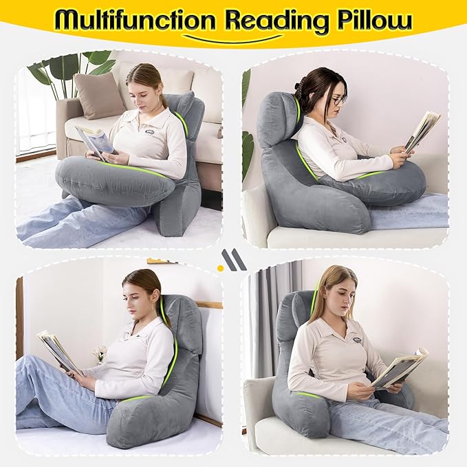 AS AWESLING Reading Pillow & Lap Pillow for Gaming, Back Cushion for Bed Sitting Up, Backrest Pillow for Sitting in Bed, Couch or Floor