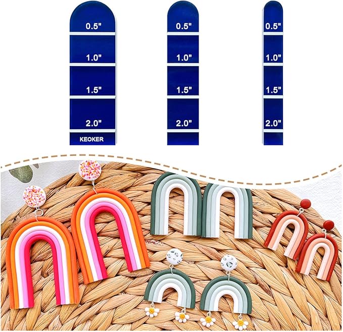 Keoker Polymer Clay Acrylic Rainbow Arch Guide Set, 3 Size for Polymer Clay Earrings, Polymer Clay Earrings Jewerlry Supplies, Polyemr Clay Earings Tools