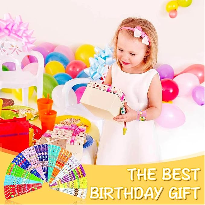 48 PCS Slap Bracelets Party Favors, Bulk Snap Bracelet Party Favors Supplies for kids&teens Gifts Teacher Classroom School Prizes (Birthday)