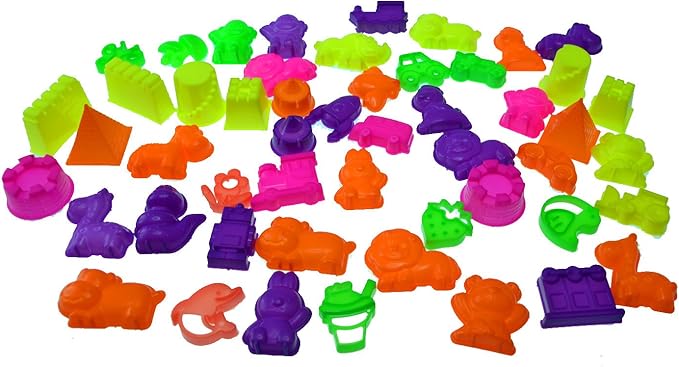 50 Piece Deluxe Sand Molds Set - Safari Animals, Mini Castles and Geometric Shapes (Sand not Included) Any Molding Sand