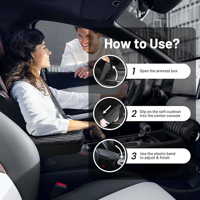 Autorder Center Console Cover for Nissan Pathfinder 2022-2025 2026 Accessories Armrest Cushion Cover Nappa Leather Middle Console Covers Pathfinder Console Cushion Pad Anti-Scratch