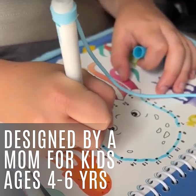 Kids Small Size Travel Educational Activity Books with Washable Markers (7"x7") - Car and Airplane Activities - Search and Find, Reusable Stickers for Ages 4, 5, 6 (Jungle & Ocean)