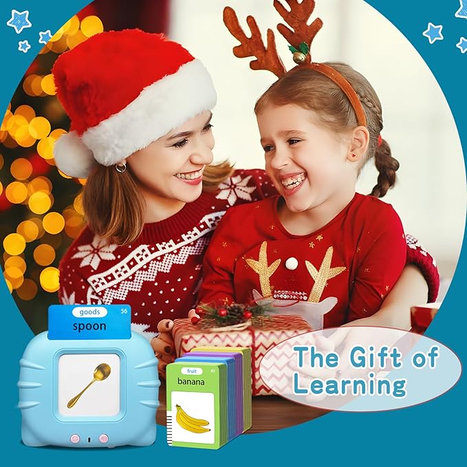 Talking Flash Cards for Toddlers, 224 Common Words, Language Therapy, Sensory Interactive Toy for Autism, Educational Learning Gift for Boys and Girls Ages 1-5