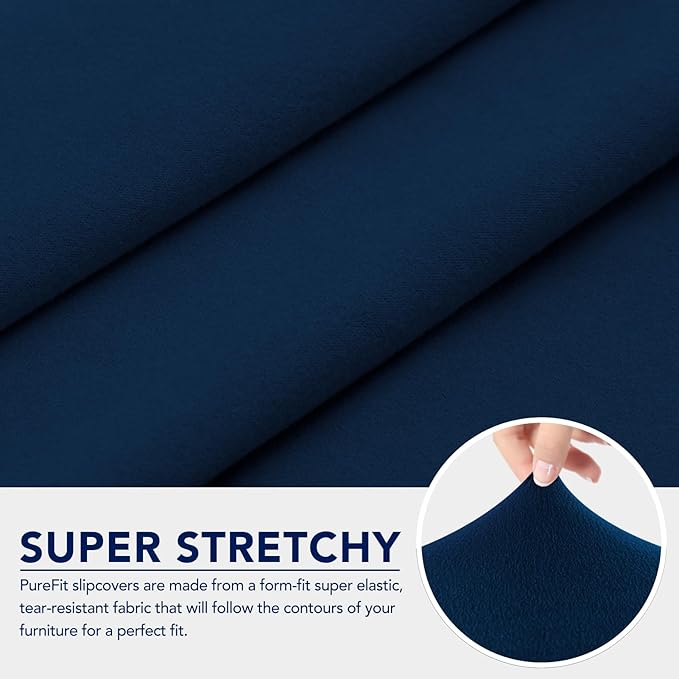 PureFit 100% Dual Waterproof Recliner Cover, Waterproof Couch Cover for Recliner - Stretch Non Slip Fleece Sofa Covers Washable, Leakproof Furniture Protector for Kids, Pets, Dog (Recliner, Navy)