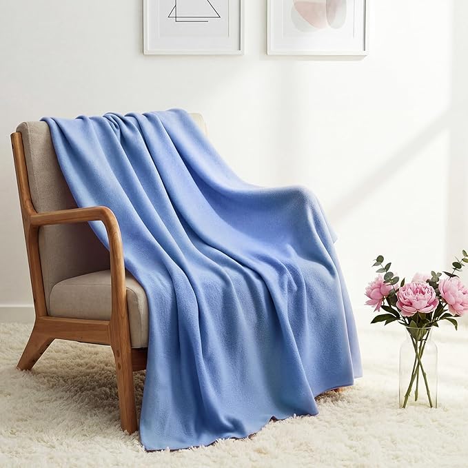 Kinlop Fleece Blanket Bulk 60 x 50 Inch Soft Lightweight Fleece Cozy Blanket Warm Throw Plush Pet Throw for Bed Couch Sofa Home Office Wedding Gifts Travel Camping(Soft Velvet Blue,40 Packs)