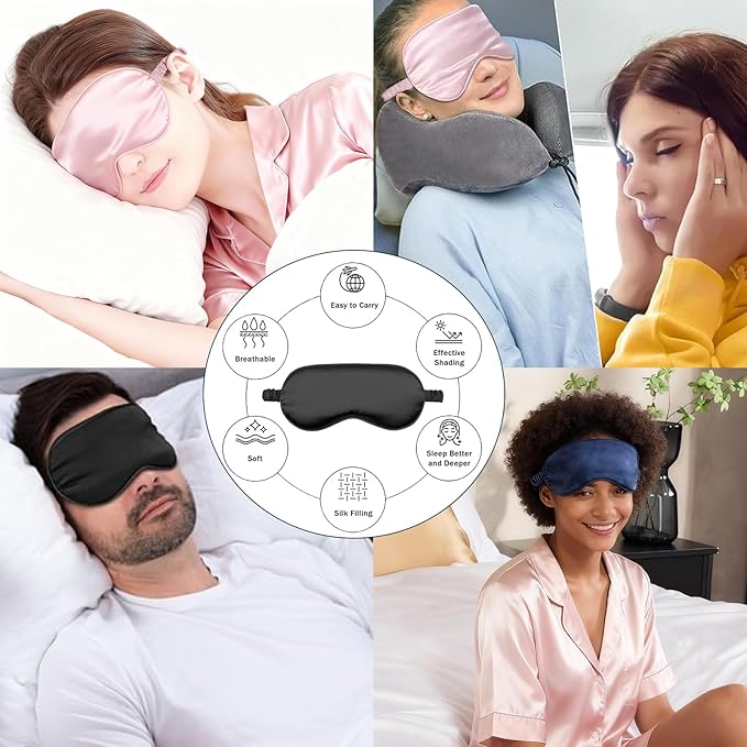 4PACK Sleep Masks Satin Eye Mask Silk Eyes Cover Silky Blindfold Blackout Eyeshade Soft Eyeshades Sleeping Covers Travel Nap