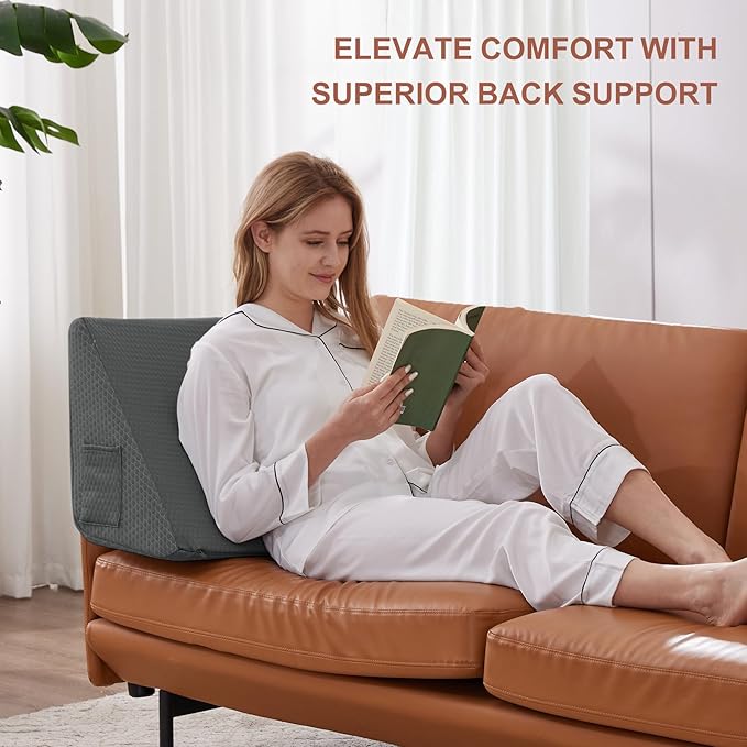 Bedluxe Knee Wedge Pillow, Memory Foam Leg Pillow Knee Pillow for Back Sleeping, Wedge Pillows for Legs Post Surgery, Triangle Pillow for Knee Support, Leg Elevation, Knees Hip Back Pain Relief, Black