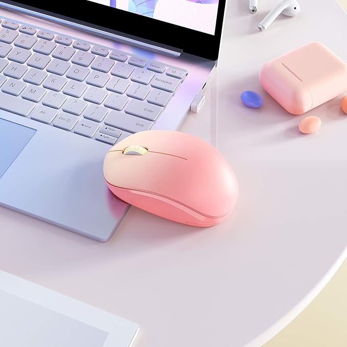 seenda Wireless Mouse, 2.4G Noiseless Mouse with USB Receiver Portable Computer Mice for PC, Tablet, Laptop, Notebook with Windows System - Gradient Pink
