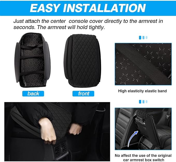 FIILINES Center Console Cover for Ford Maverick 2022-2026, Armrest Cover Leather Pad Cushion Maverick Accessories Armrest Cover Anti-Scratch Black