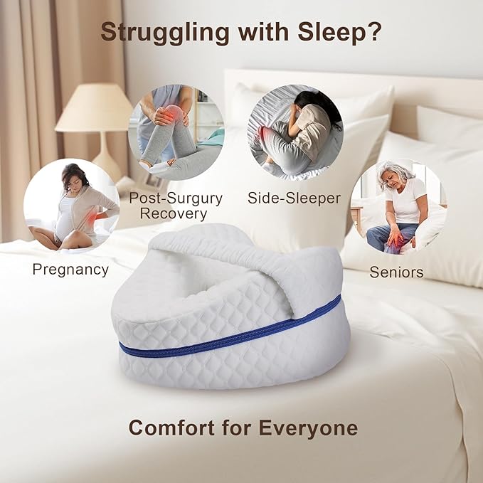 BEAUTRIP Knee Pillows for Side Sleepers Premium Memory Foam Wedge Leg Pillow Cushions Support with Washable Cover for Sciatica Back Hip Joint Knee Pain Relief (BM67-US-White)