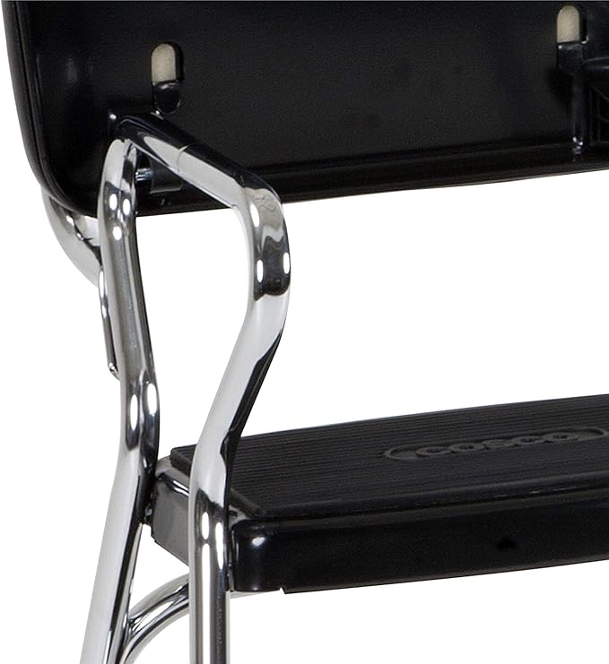 COSCO Stylaire Retro Chair + Step Stool with Flip-Up Seat, Black