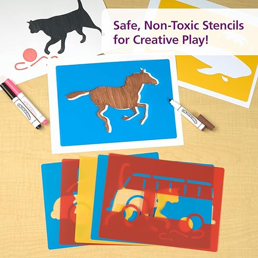 Colorations Large Washable Plastic Everyday Objects Stencils - Set of 12
