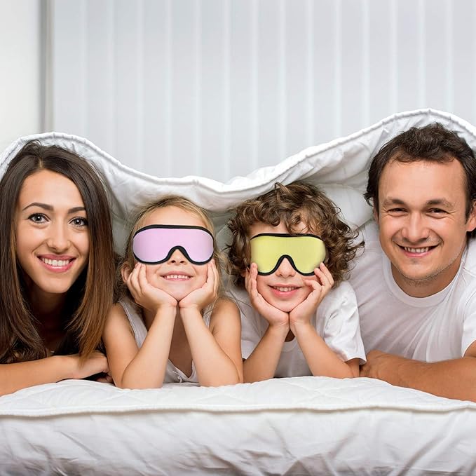 2 Pieces 3D Sleep Mask for Kids Memory Foam Contoured Eye Mask, Travel Sleep Eye Cover with Adjustable Strap, 3D Blindfolds(Pink and Yellow)