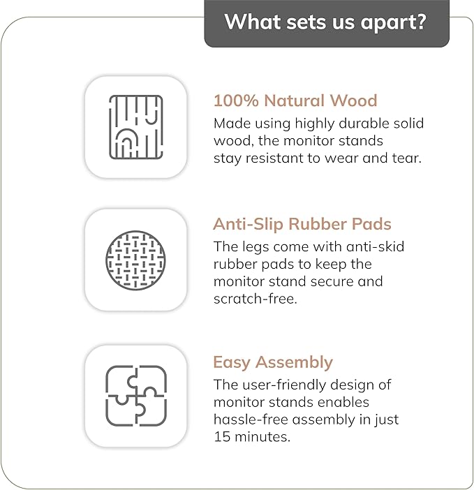 Anji Mountain Wooden Monitor Stand - Elegant Monitor Riser, Perfect Monitor Stand for Desk Organization, Durable Wood Construction monitor stands, Enhances Ergonomics and Workspace Efficiency,Walnut