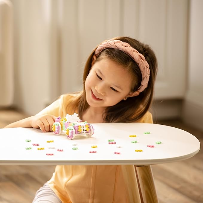 Plus Plus Color Cars Tube, Car Building Block Kit, 3D Puzzle Stem Toy Set for Kids, 200 Mini Interlocking Pieces - Candy