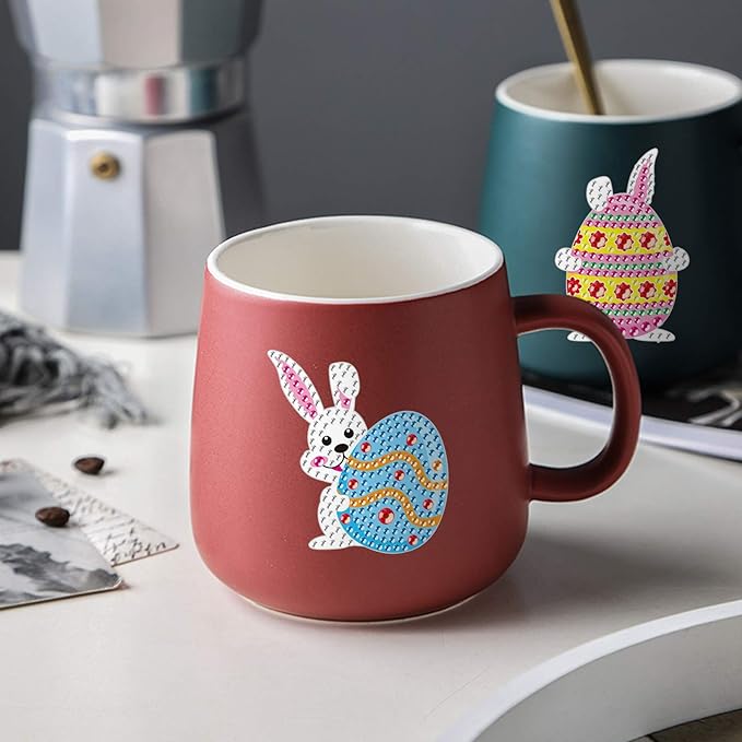 Gem Diamond Art Painting Stickers Kit for Kids,5D Diamond Mosaic Stickers by Numbers Kits Crafts Set for Children, Boys and Girls,Creative Handmade Art Craft Decorations Gift (Bunny with Egg)