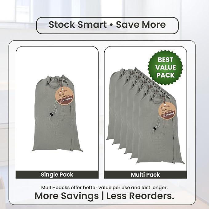 LFH Home Cotton Canvas Extra Large Laundry Bag with Handle, Heavy Duty Drawstring Closure Washable Laundry Bags, School Travel, Home, Hotel, College Dorm, Organizer Sack, Toys 24x36-Grey Thanks Giving