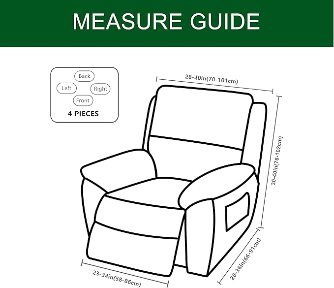 CRFATOP Printed Recliner Slipcover Stretch Reclining Chair Covers 4 Pieces Non Slip Recliner Sofa Slipcovers with Pocket Fitted Sofa Couch Cover Lazy Boy Chair Cover for Pet Kid Living Room,06