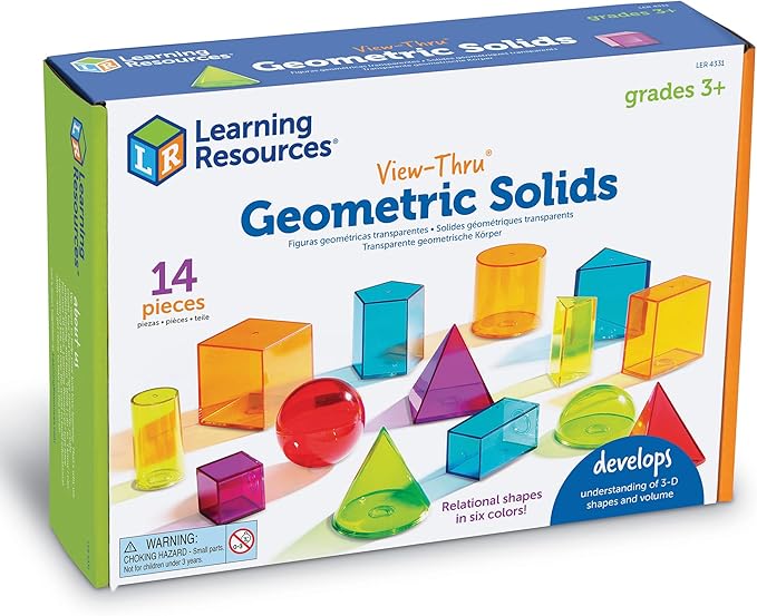 Learning Resources Plastic Base Ten Class Set & View-Thru Geometric Solids - Geometric Shapes, Back to School Supplies Must Haves, Math Teacher Supplies