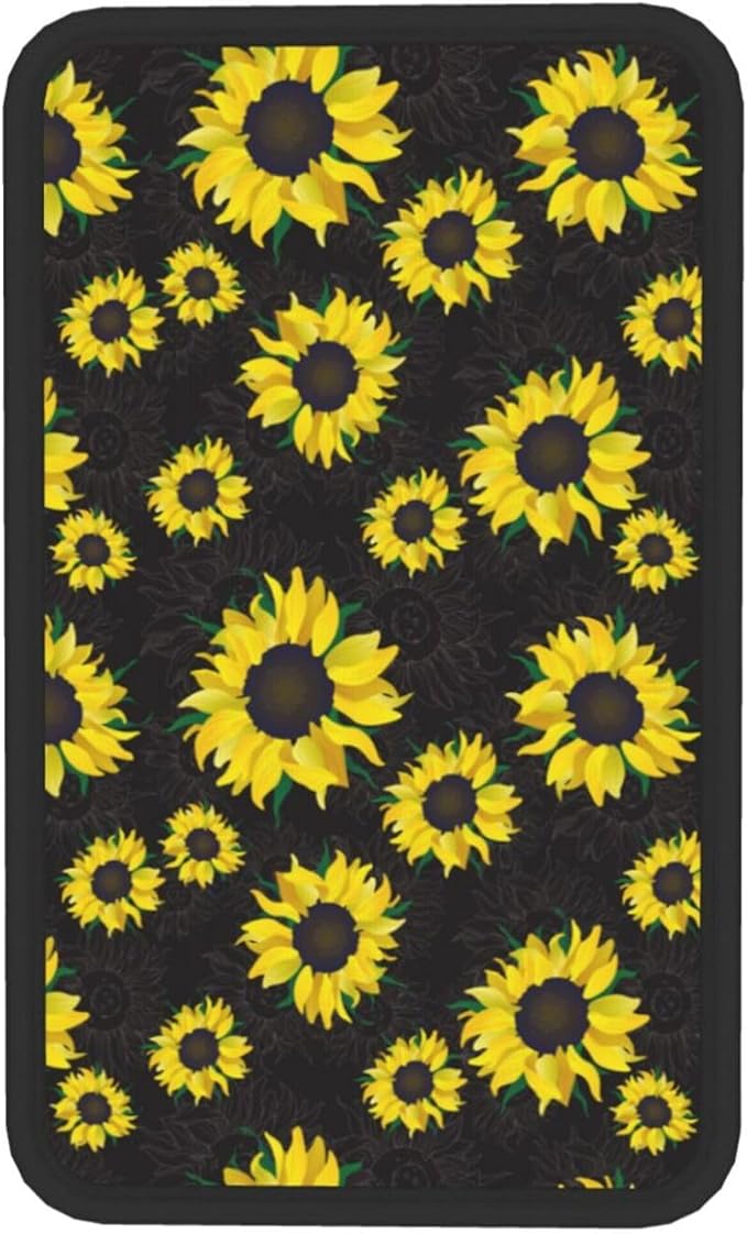 DORKEIXIA Sunflower Flower Floral Black Auto Center Console Armrest Pad Universal Car Center Console Cover Seat Box Cover for Sedan, Van, SUV, Truck Car Accessorie