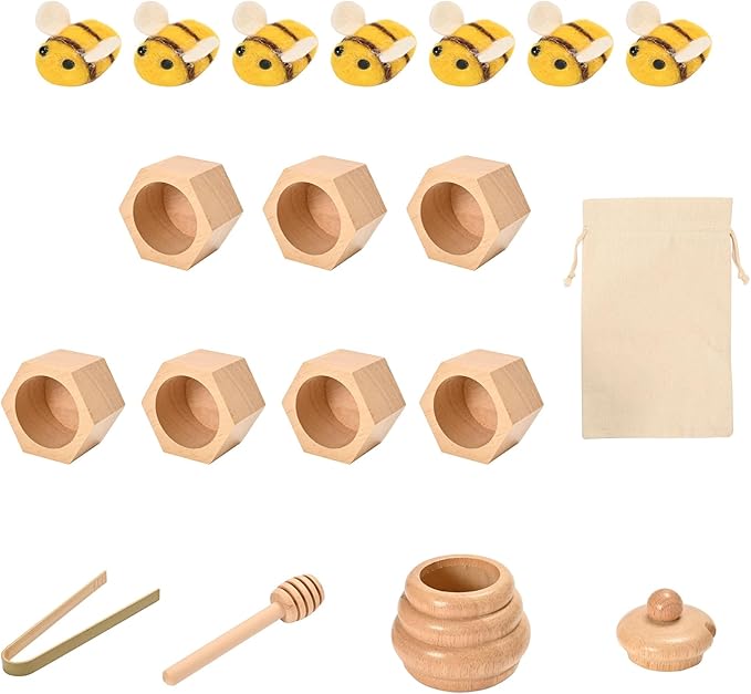 Sorting Stacking Wooden Toys for Toddlers, Montessori Toys for Toddlers, Sensory Bin Tool Toys, Wood Bee Hive, Fine Motor Skill Tactile Toys, Early Learning Educational Gift for Kids