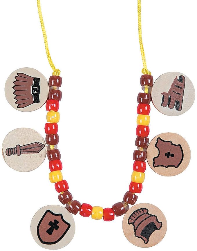 Fun Express Armor of God Necklace Craft Kit - Makes 12 - Religious, VBS and Sunday School Crafts for Kids - VBS Vacation Bible School Supplies/Décor