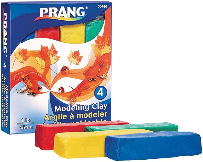 Prang Modeling Clay Set, 4 Colored Clay Blocks per Set, 0.25 Pounds Each, Red, Yellow, Green and Blue (00740)
