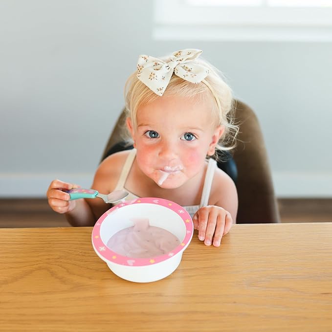 The First Years Peppa Pig Toddler Dinnerware Set - Includes Toddler Plate, Divided Bowl, and Toddler Utensils - Dishwasher Safe Toddler Feeding Supplies Made Without BPA - 4 Count