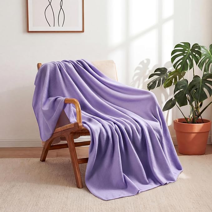 Buryeah 10 Pcs Fleece Blanket Bulk Soft Warm Blankets Cozy Fleece Lightweight Throw Blankets Plush Pet Throw Blanket for Home Bed Sofa Office Wedding Gifts Travel (50" X 60",Brilliant Purple)