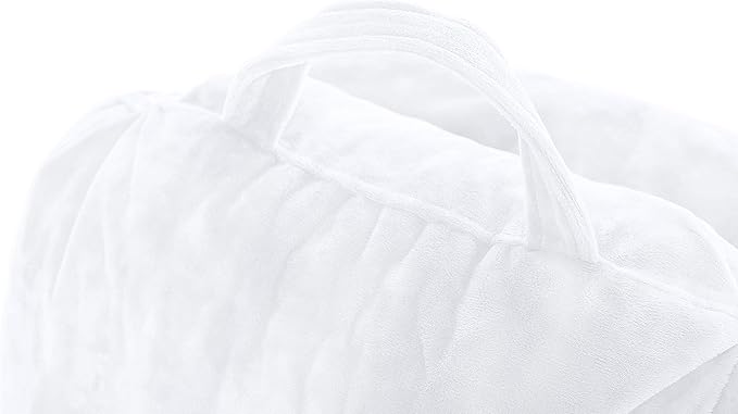 Husband Pillow Medium White, Backrest for Kids, Teens, Petite Adults - Reading Pillows with Arms, Adjustable Loft, Plush Memory Foam, Bed Rest Chair for Sitting Up, Detach Neck Roll, Removable Cover
