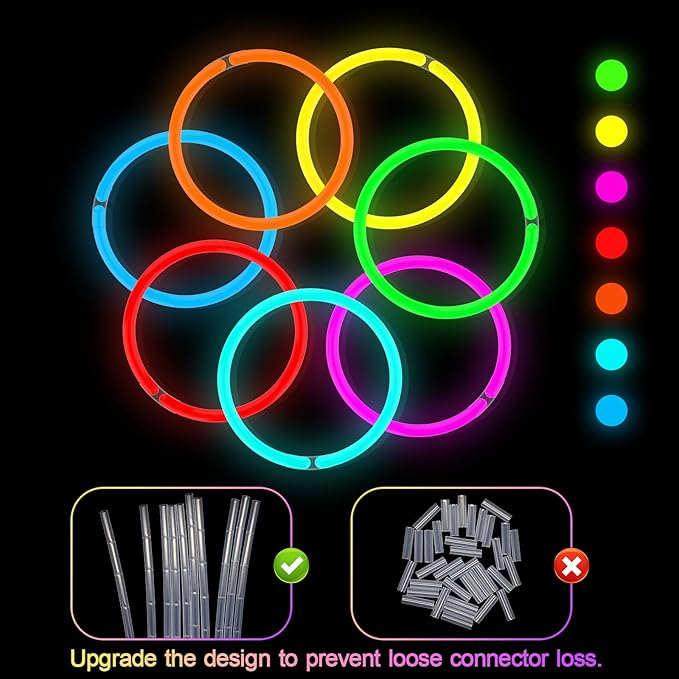Glow Sticks Bulk - Ultra Bright 500 Party Pack with Connectors for Christmas, Neon Birthday and Holidays - Multicolor 8" Glow Sticks Necklaces Bracelet