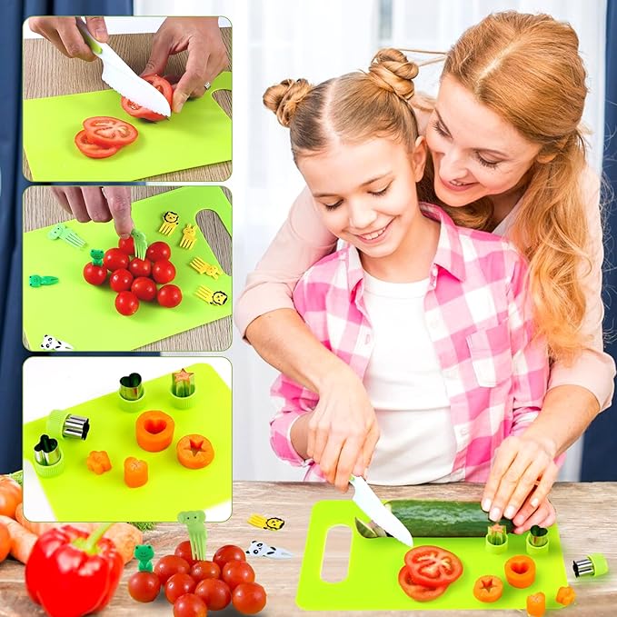 Kids Montessori Cooking Kitchen Toys and Toddler Knife Set - 30Pcs Kids Knifes for Real Cooking and Baking Accessories ,Toddlers Kitchen Tools Ages 3-10 Kids Birthday (30 PCS)