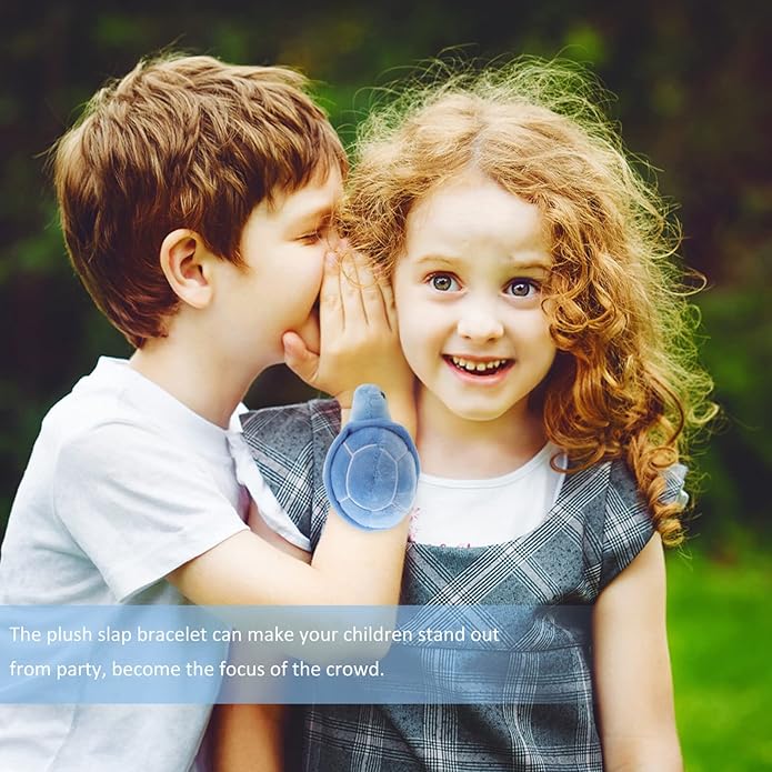 Animals Slap Bracelet Turtle Snap Bands Plush Slap Wristband Stuffed Animal Slap Plush Hug Slap Wristband for Party Favors Supplies Sky-Blue