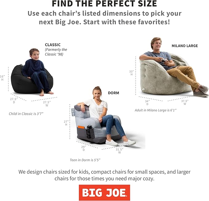 Big Joe Classic Bean Bag Chair, Radiant Orchid Smartmax, Durable Polyester Nylon Blend, 2 feet Round