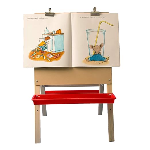 Flipside Products 40" x 24" Child Dry Erase Preschool Easel w/ Clips For Hanging Pictures, Small Kid Classroom Easel, Wood Kid Easel