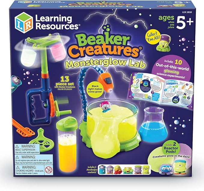 Learning Resources Beaker Creatures Monsterglow Lab - 13 Pieces, Ages 5+ Kids Educational Science Kits, Kindergartner Science Games, Homeschool Science, STEM Toys, Slime Kit