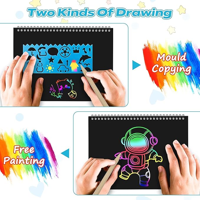 Smasiagon Scratch Paper Art Set for Kids: 2 Pack Scratch Off Arts Crafts Easter Gifts for Kids Ages 3-12 Girls Boys Birthday Christmas Party Favor Games Easter Basket Stuffers DIY Activity