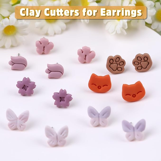 Puocaon Rose Polymer Clay Cutters - 7 Pcs Clay Cutters for Polymer Clay Jewelry, Polymer Clay Tools for Rose Flower Clay Earrings Making, Flower Petal Polymer Clay Mold for Jewelry, 3D Clay Cutters
