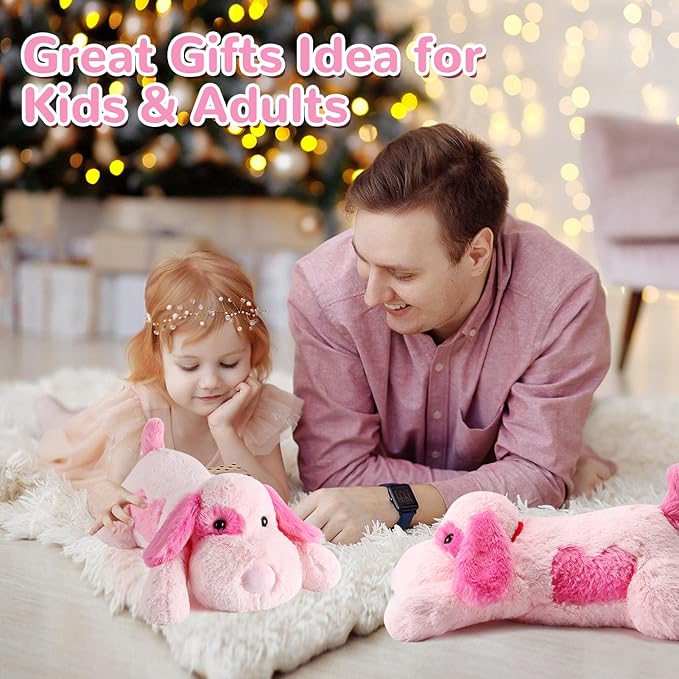 meowtastic Pink Dog Weighted Stuffed Animals - 22 Inch 4.5 Pounds Weighted Plush Dog Stuffed Animals - Big Stuffed Dog Plush Pillow - Cute Plush Toys Gifts for Kids & Adults (22" 4.5 lbs)