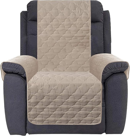 CHHKON Waterproof Nonslip Recliner Cover Stay in Place, Dog Couch Chair Cover Furniture Protector, Ideal Loveseat Slipcovers for Pets and Kids (Beige, 30'')