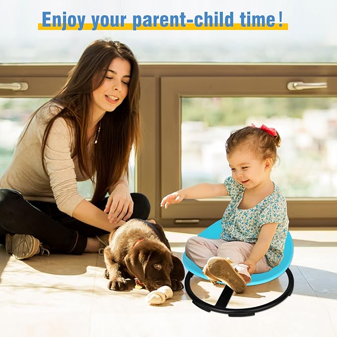 Kids Sensory Swivel Chair, Autism Spinning Chair for Kids Sensory, Sensory Toy Chair, Training Body Coordination, No Assembly Required (Blue)