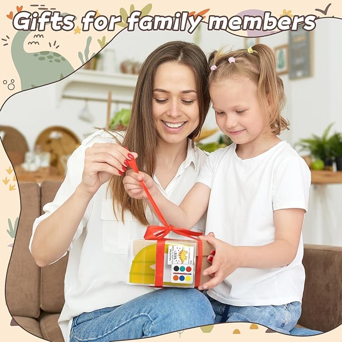 Gosodeny 24 Sets Valentines Watercolor Paint Set Painting Cards Painting Canvas Panel with Wooden Easel Watercolor Paint Painting Brush Kit Valentines Day Cards Packaging Bag Set Gifts