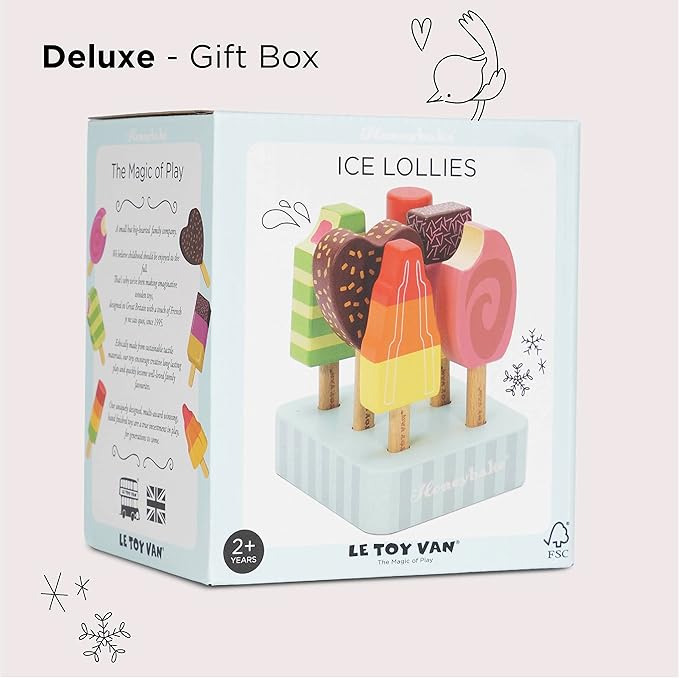 Le Toy Van Honeybake Collection Ice Lollies Set Premium Wooden Toys for Kids Ages 3 Years & Up (TV284)
