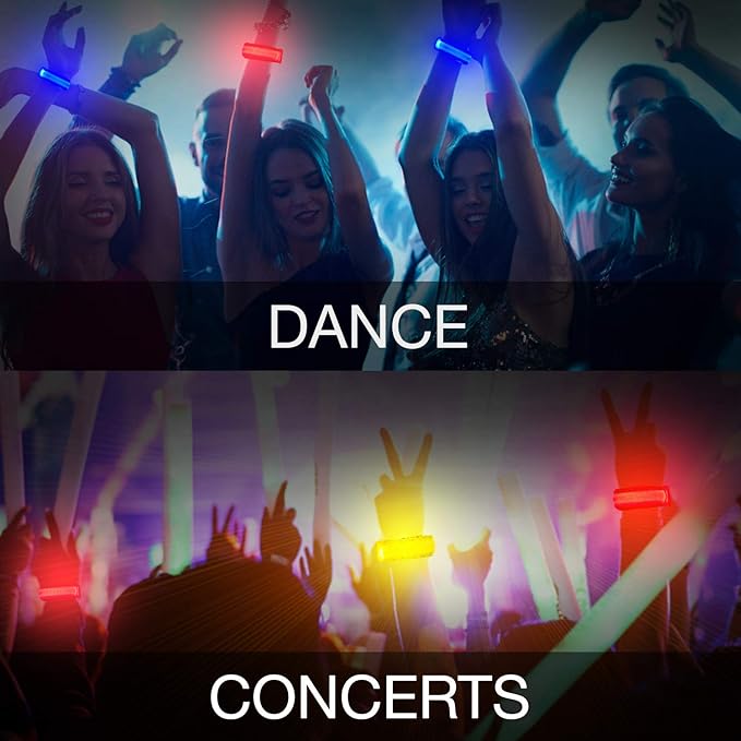 8 PCS LED Glow Bracelets, Light Up Wristbands - Halloween Glow in The Dark Party Bracelets Favors Supplies for Christmas, Concerts, Festivals, Game Prizes, Sports, Rave Accessories(Black-CS)