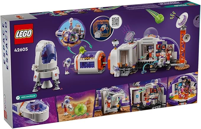 LEGO 42605 Friends Mars-Raumbasis mit Rakete, 3 Spielfiguren ,1 Katze, Rover