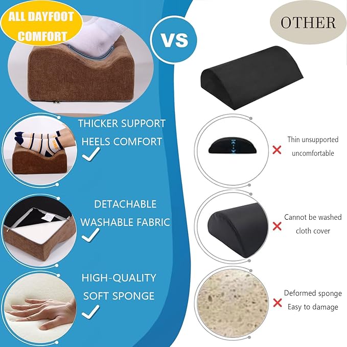 Foot Rest for Under Desk at Work, Ergonomic Under Desk Footrest with Washable Cover, Memory Foam Foot Stool for Office Chair & Gaming Chair, Back & Hip Pain Relief, Brown